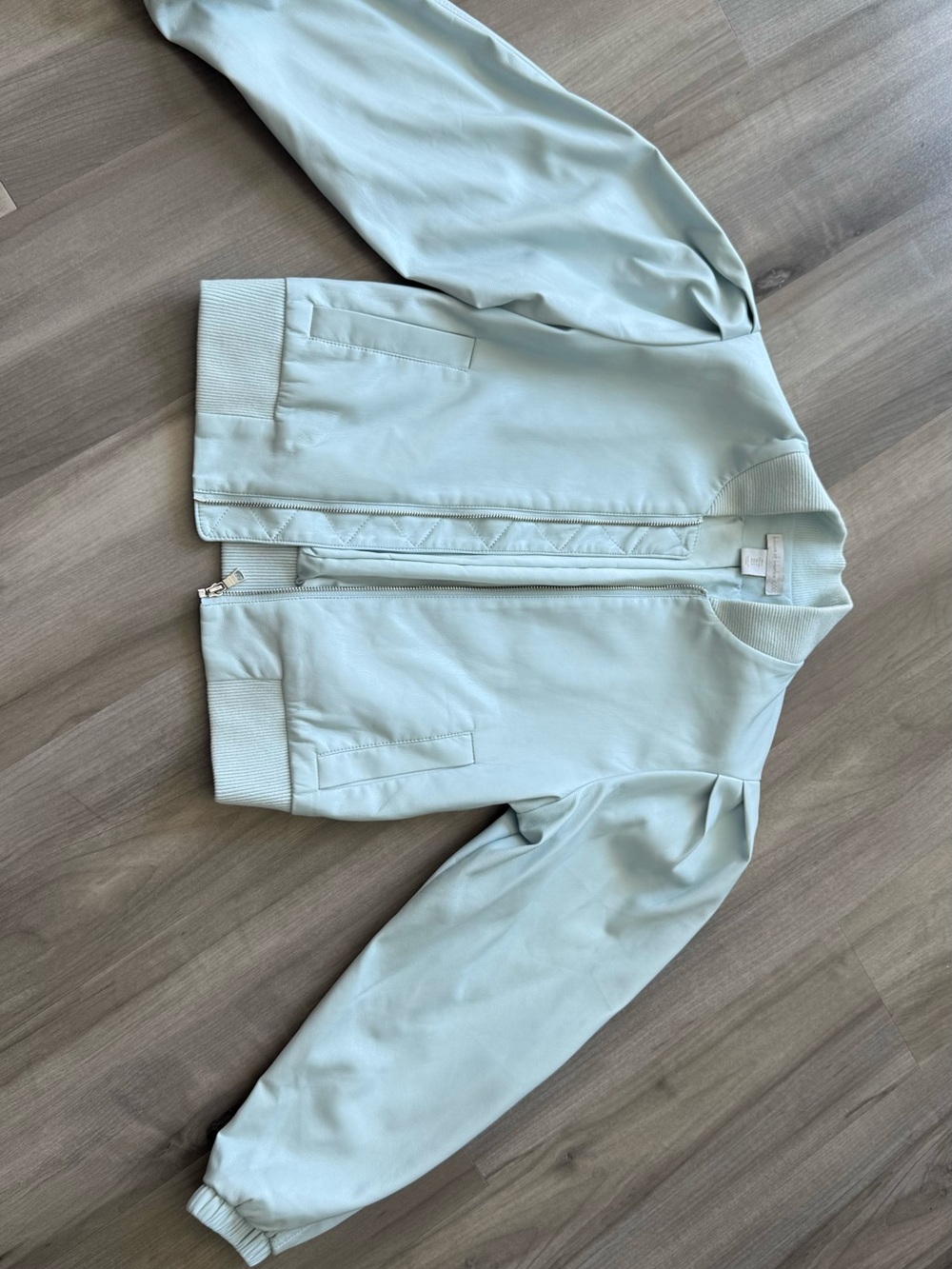 House of Harlow 1960 Pale Mint Leather Bomber